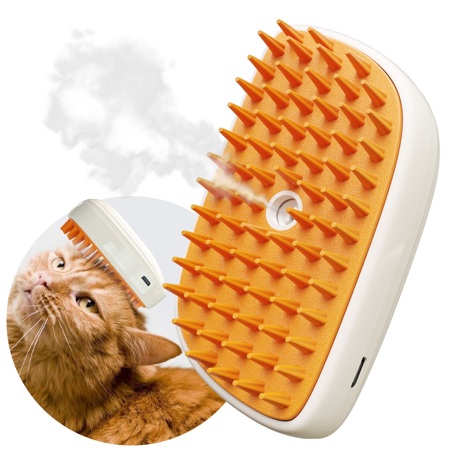 4 In 1 Cat Steam Brush, Anti Static Shedding Spray Comb, Hair Removal, Mist Indoor Steamy Grooming Brush For Dog, Water Spritz Defur Cepillo, Spa Steamer Cloud Para Gatos
